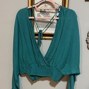 FAVLUX Teal Wrap Blouse